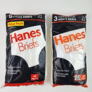 Lot 9 pair 6 & 3 pack Hanes white briefs underwear 1995 - Size 42 Sealed in pack