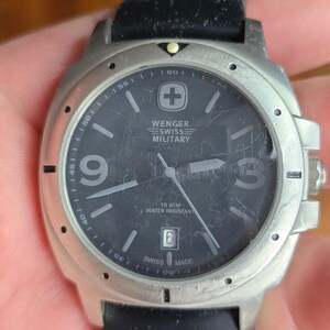 Wenger Swiss Military Watch Men 45mm quartz 79365 Black Rubber Strap Working image 9
