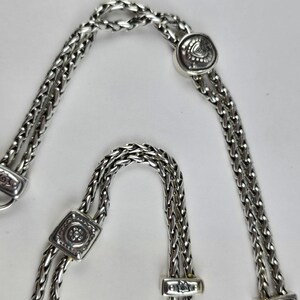 Brighton Silver Tone Braided Double Chain Heart Link Belt Size Large 34-40" image 5
