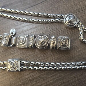 Brighton Silver Tone Braided Double Chain Heart Link Belt Size Large 34-40" image 2