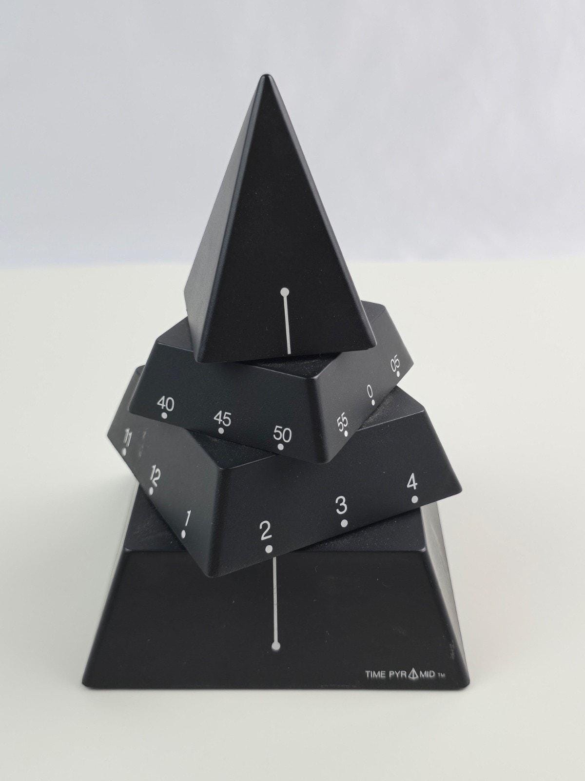 TIME PYRAMID 4-D Design Inc. 置時計 1988 Time Pyramid 4-D Design Desk Clock Black Working Rotating