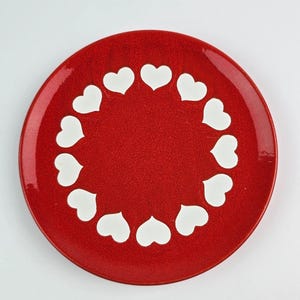 Vintage Waechtersbach Red White Heart Salad Plate 7.75” very good cond.