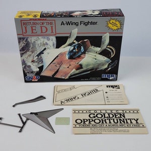 1983 MPC Star Wars A-Wing Fighter Model Kit Empty Box w/ Stand Decals Manual