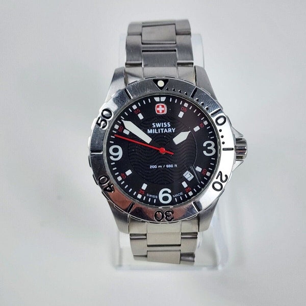 Wenger Swiss Military 5217x Mens Black Dial Quartz Watch Stainless Needs Battery