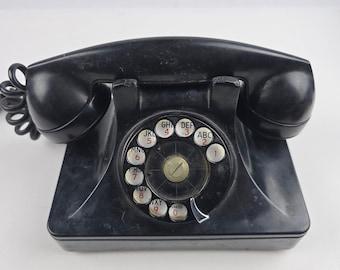 Teléfono Western Electric Vintage Negro con Disco Rotatorio para Piezas/Reparación