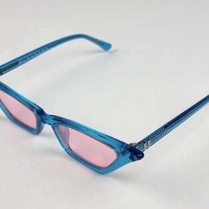 Damen Blenders Stella Sonnenbrille Katzenauge Blau w / Pink Rose Linsen & Fall Bild 5