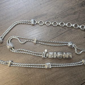 Brighton Silver Tone Braided Double Chain Heart Link Belt Size Large 34-40" image 1