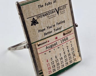 Shenandoah Valley National Bank Desktop Calendar Mirror August 1968