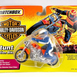 1993 Matchbox Harley-davidson Stunt Action Bike 73360 Blue White