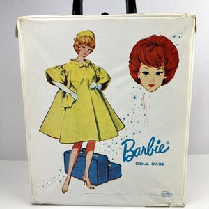 Vintage Mattel 1963 Barbie Doll Box Carrying Case TeenAge Dolls White One Drawer