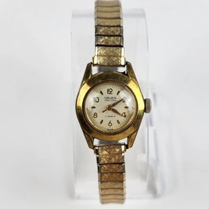 Gruen Precision 17 Jewels Women&#39;s 22mm Watch Wind-Up Gold Tone case GF band