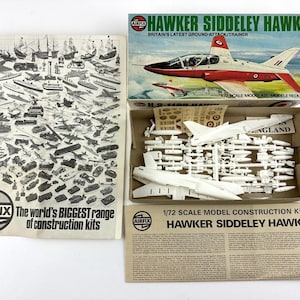 Vtg 1975 Airfix Hawker Siddeley Hawk Aircraft Model Complete Scale 1:72 Englnd