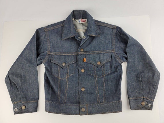 Vintage 1970's Levis Denim Trucker Jacket Boy Sz 10 Orange