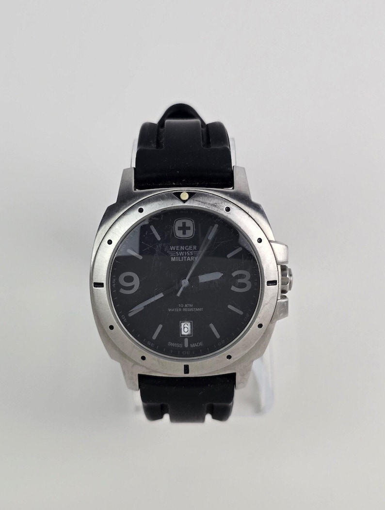 Wenger Swiss Military Watch Men 45mm quartz 79365 Black Rubber Strap Working image 1