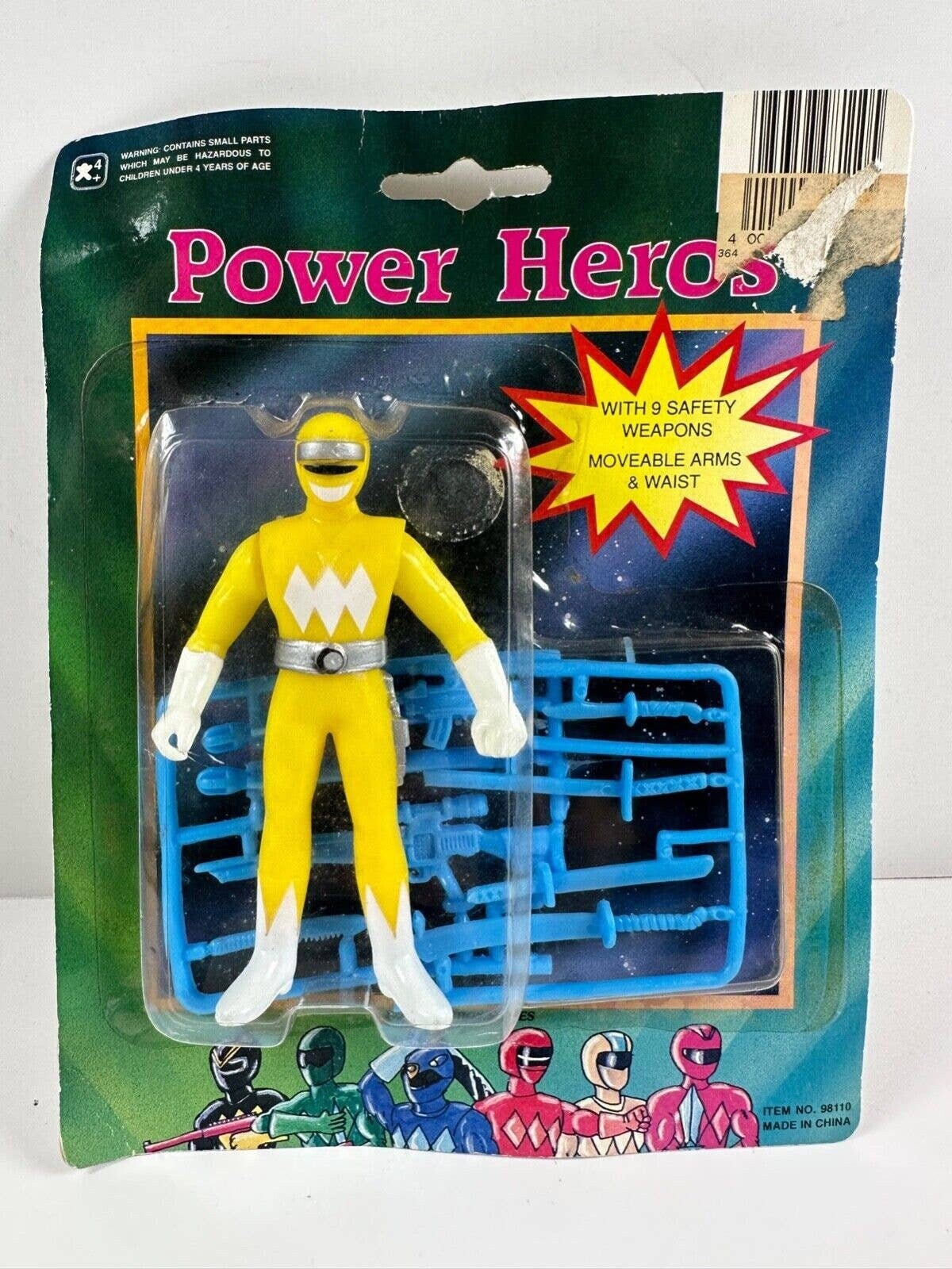 Vintage 90s Power Hero Yellow 9 Blue Weapons Mighty Morphin Power