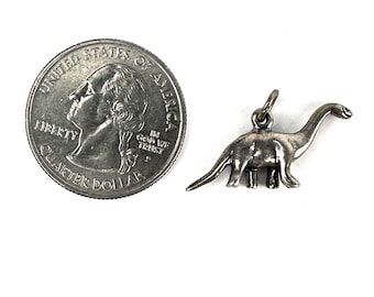 Vnt 925 Sterling Silver Brachiosaurus Dinosaur Smiling & Walking Charm 3gm/ea Brontosaurus