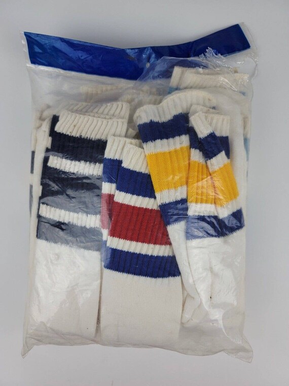 New Vintage 10 Pack Ames Tube Socks 3-Stripes Dif… - image 3