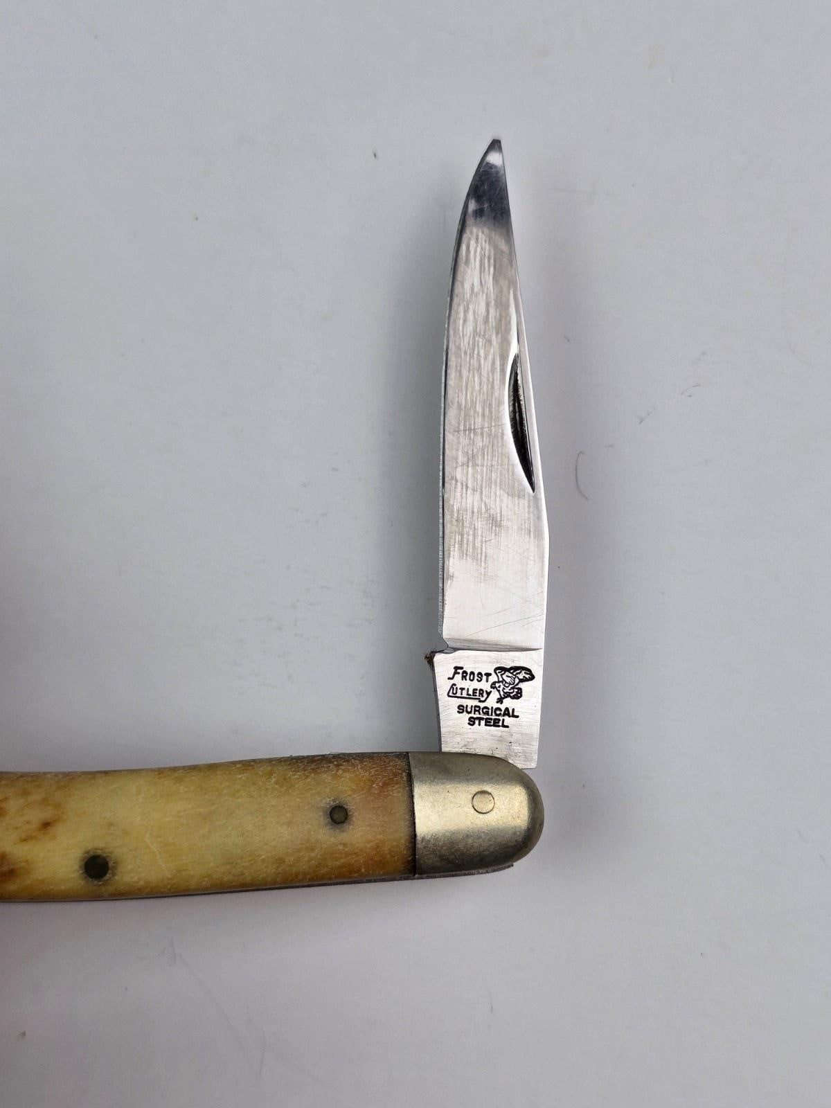 Frost Cutlery Surgical Steel 2-blade Pocket Knife Stag Handle 