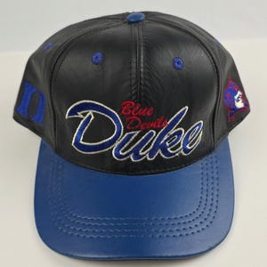 Gorra snapback de cuero Duke Blue Devils, estilo vintage de los años 90, fabricada en EE. UU.