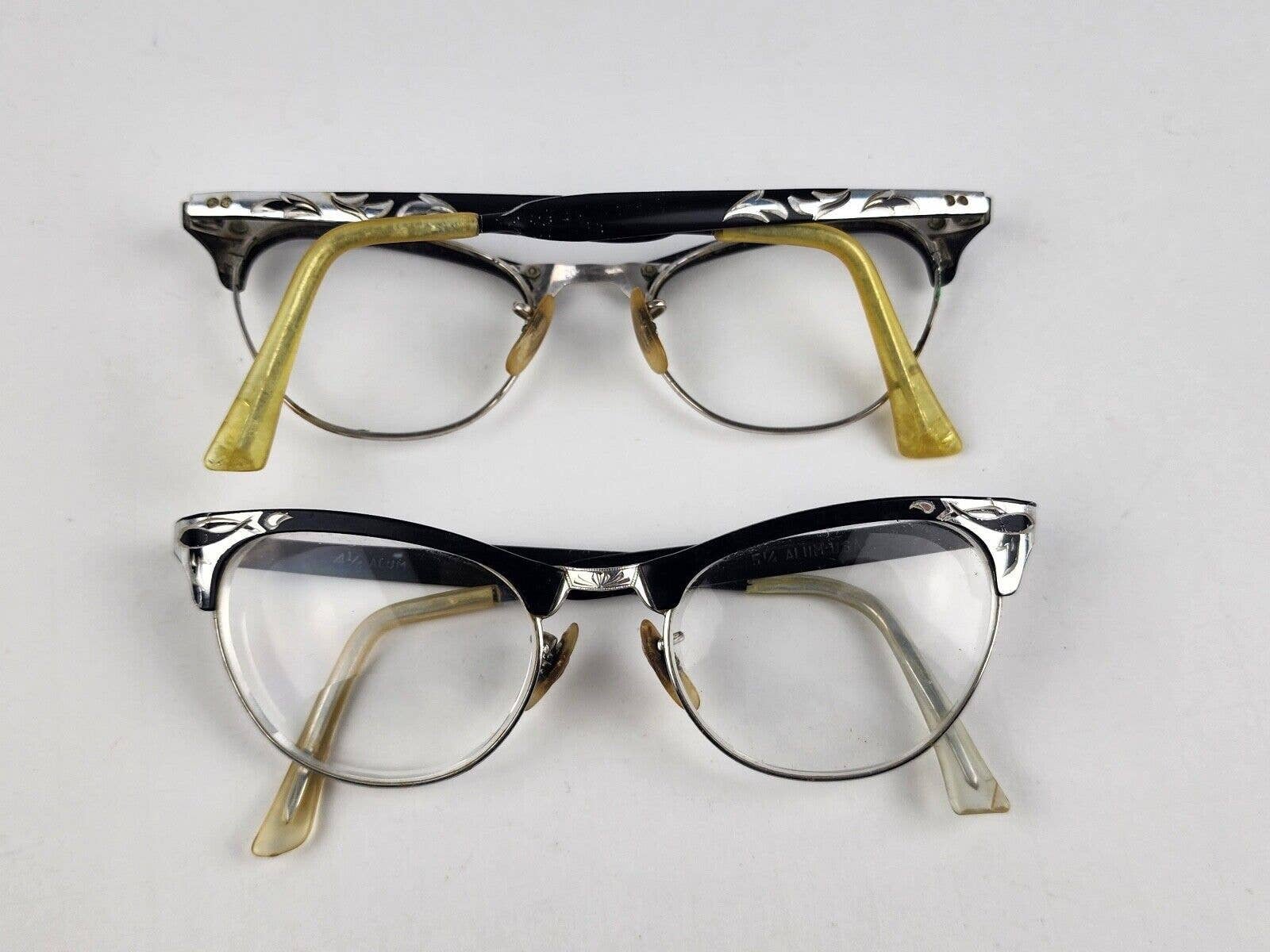 1960's MC Aluminum Cats Eye Eyeglasses Frames 12k Gold