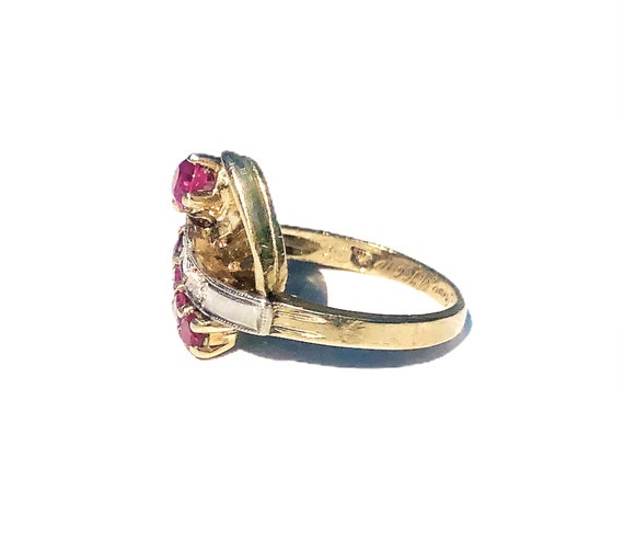 Ladies Retro yellow gold with the synthetic rubie… - image 3