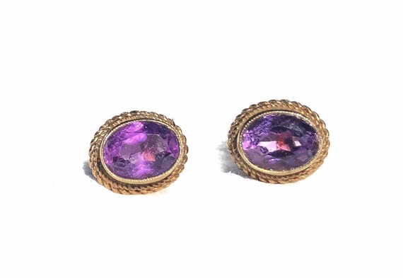 Antique Victorian Amethyst Stud Earrings - image 2