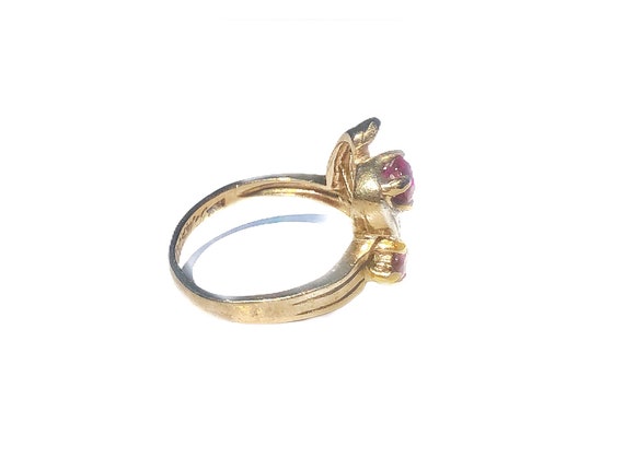 Ladies Retro yellow gold with the synthetic rubie… - image 4