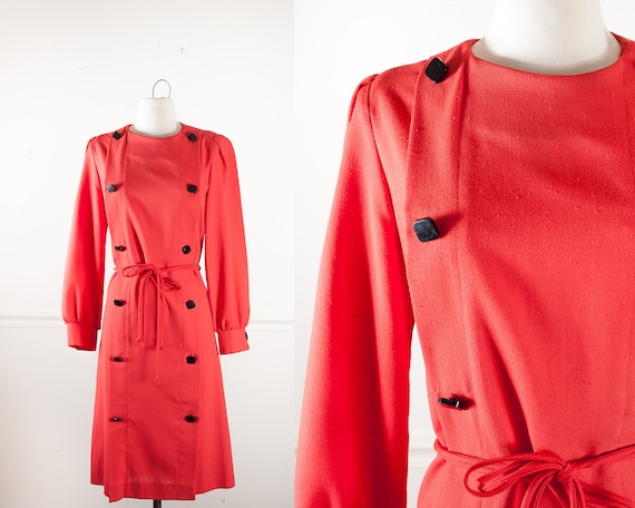 Minimalist 80s Does 60s Dress, Simple Basic Red D… - image 1