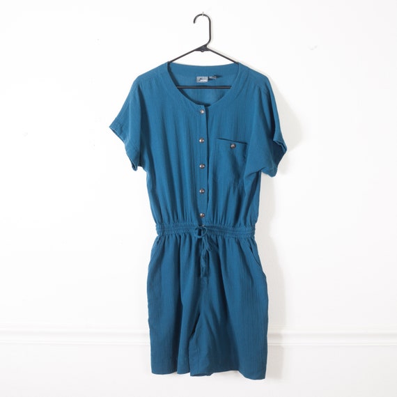 Vintage 80s Cotton Romper, Sustainable Fashion, Su
