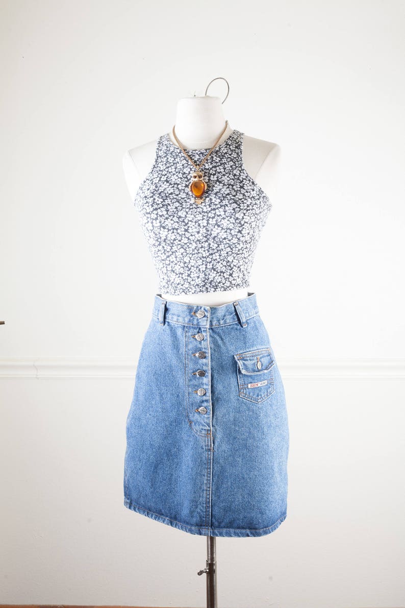 Vintage 80s Tight Blue Jean High Waisted Denim Mini Skirt - Etsy UK