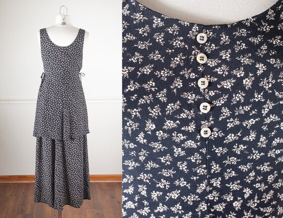 Romantic Ditsy Floral Print 90s Grunge Maxi Dress… - image 5