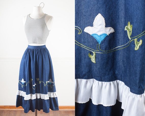 Vintage H Bar C Western Denim Skirt, Rockabilly C
