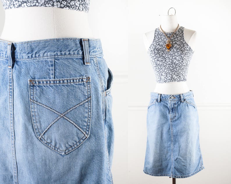 gap blue jean skirts