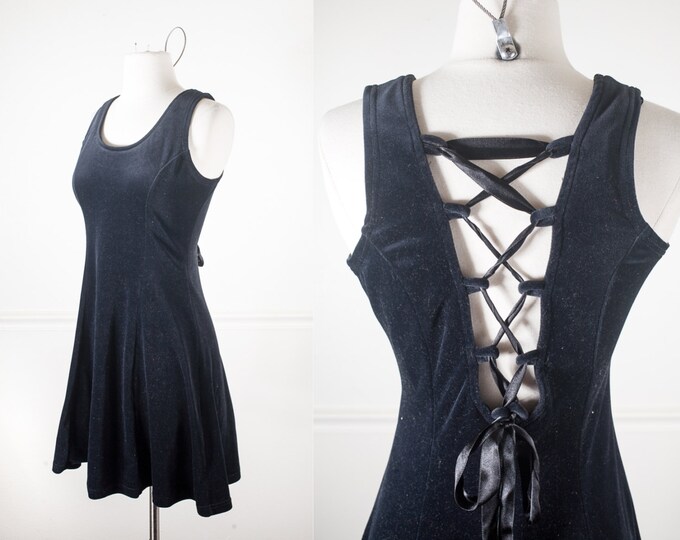90s Black Velvet Babydoll Dress / Soft Grunge Mini Dress / Etsy