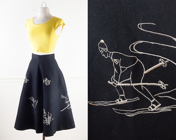 Vintage Oktoberfest 1950s German Dirndl Skirt, Tra