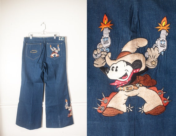 Rare COWBOY Mickey Mouse Jeans, Vintage Disney Clo