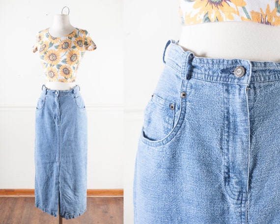 blue jean long skirt