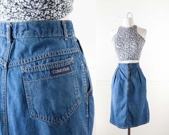 high waisted blue jean skirt