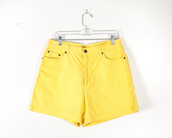 yellow denim shorts womens