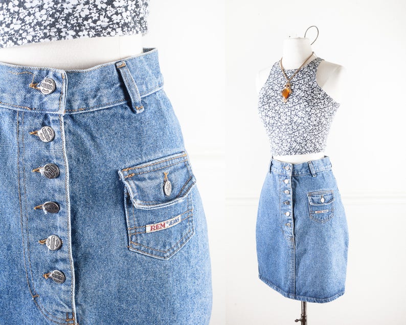 tight denim skirt with buttons