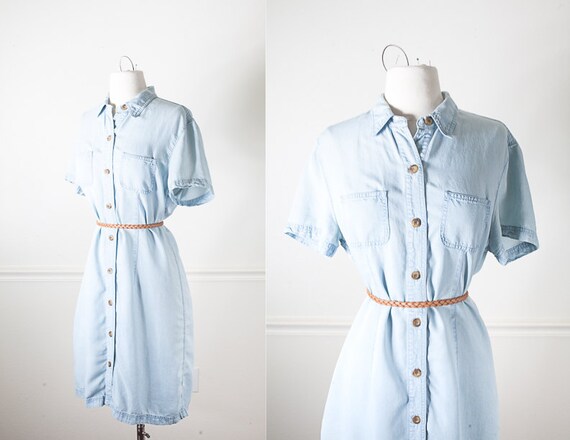 Simple Tencel Denim Dress Spring Capsule Wardrobe Vintage Etsy