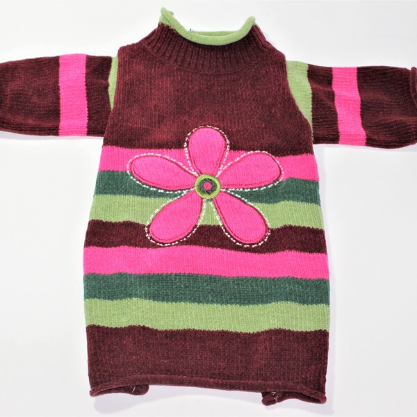 Dog SWEATER 15" Upcycled Wine Flower Large