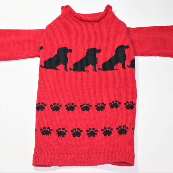 Dog SWEATER 16 1/2" Upcycled Red Dogs XL