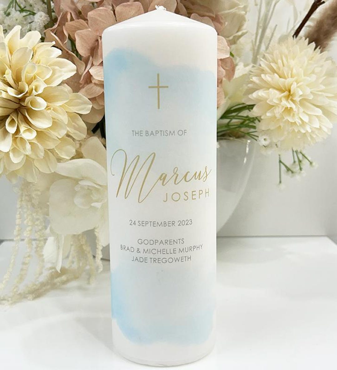 Personalised Christening / Baptism Candle - Marcus - Etsy Australia
