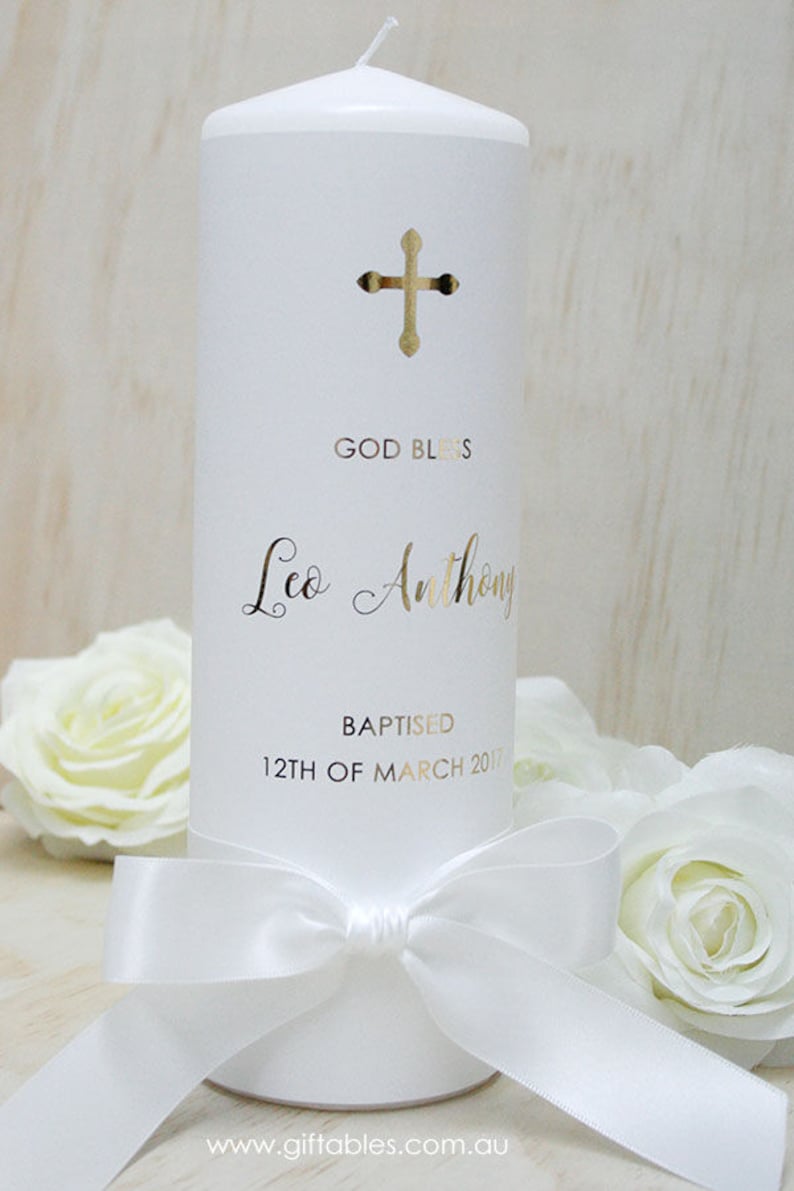 Personalised Foiled Christening / Baptism Candle Etsy