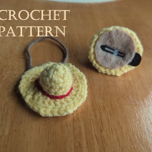 WZÓR | Malutki kapelusz słomkowy szydełkowy Amigurumi | Opcje spinek do włosów i ozdób! | Akcesorium do cosplayu