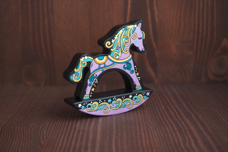 Hand made wooden horse / Home decor / Russian folk art / Stars Etsy
