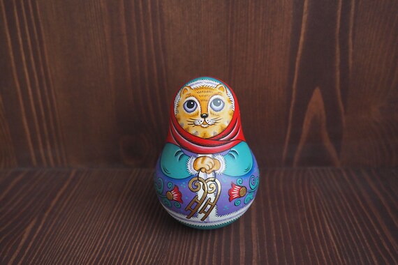 Hand Painted Cat Matryoshka Roly Poly Doll Russian Souvenir Etsy Hand Painted Cat Matryoshka Roly Poly Doll Russian Souvenir Etsy