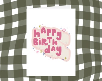 happy birthday card // blank card // retro birthday card // birthday card for mom, sister, daughter // for girlfriend // for child //70s era