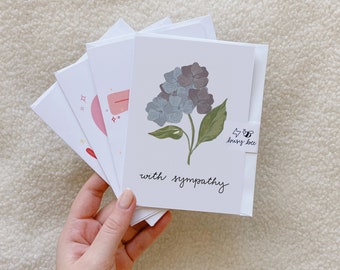 with sympathy card // blank card // hydrangea flower // simple sympathy card // spring bouquet // for family, friend or colleague // custom